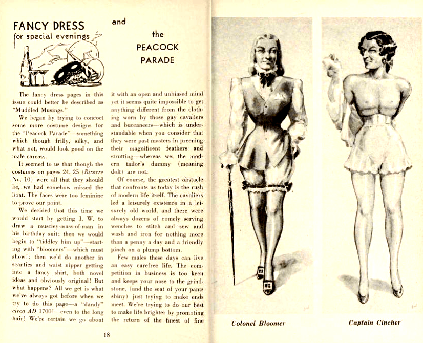 An illustration of a cis-gendered man who enjoys transvestism. He is wearing women's bloomers.