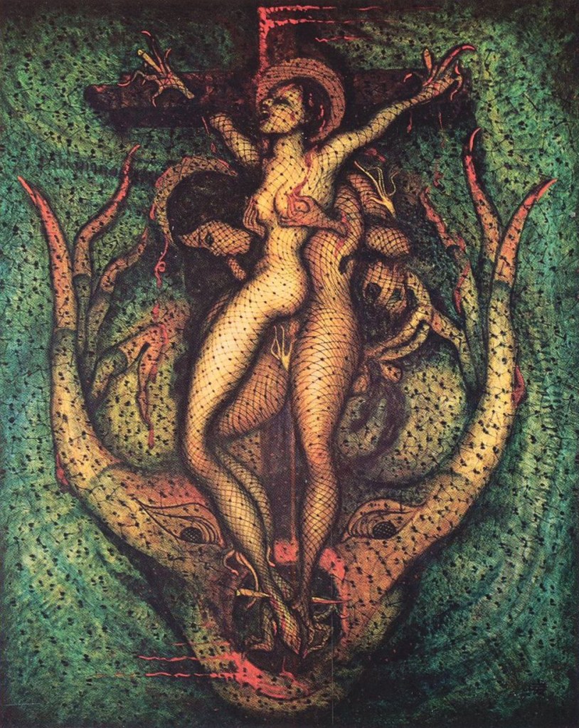 Oh! … Marie, Mère de Dieu, painted by Pierre Molinier, 1965.