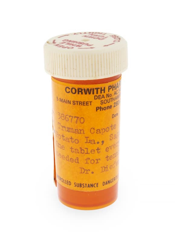 Truman Capote's empty bottle of Valium