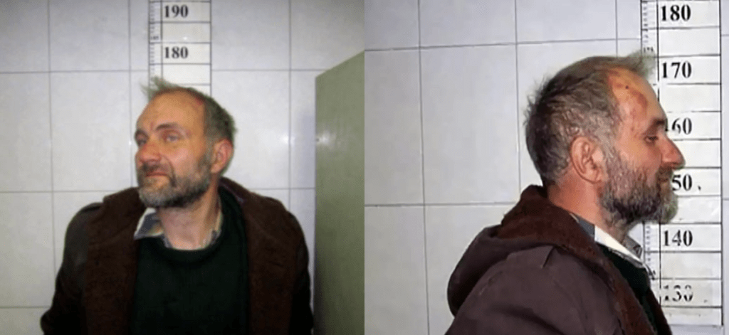 Two mugshots of Anatoly Moskvin following his arrest.